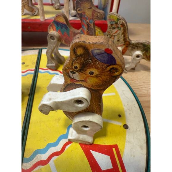 Fisher Price Vintage 1962 Circus Wagon Cage Wooden Animals and Clown Figures JL - Picture 14 of 16